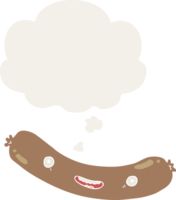 cartoon sausage with thought bubble in retro style png