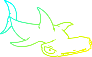 cold gradient line drawing of a cartoon hammerhead shark png