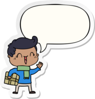 cartoon laughing boy with speech bubble sticker png