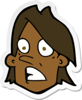 sticker of a cartoon frightened face png