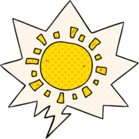 cartoon sun with speech bubble in comic book style png