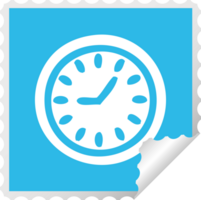 square peeling sticker cartoon of a wall clock png