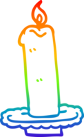 rainbow gradient line drawing of a cartoon burning candle png