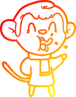 warm gradient line drawing of a crazy cartoon monkey png