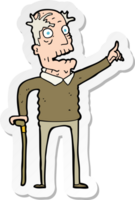 sticker of a cartoon old man with walking stick png