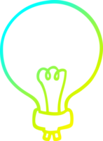 cold gradient line drawing of a cartoon light bulb png