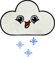 retro grunge structuur tekenfilm van een sneeuw wolk png