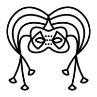 Simple and creative jester masquerade mask, harlequin costume part, single black line illustration vector