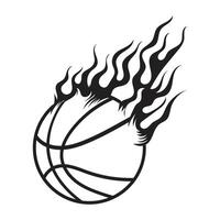 Basketball with fire black and white design vector