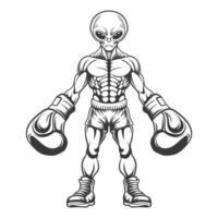 Boxer extraterrestre mano dibujo diseño. vector