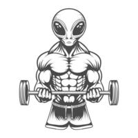 Alien fitness body gym front view design vector
