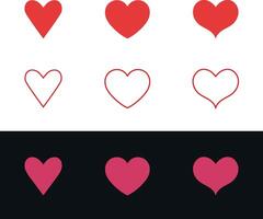 Red heart icon collection vector