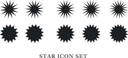 Retro star collection, stroke fill icons with Abstract modern Y2k Collection of star shapes vector