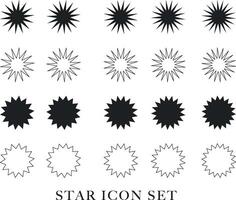 Retro star collection, stroke fill icons with Abstract modern Y2k Collection of star shapes vector