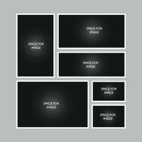 Photo frame collage for images frames. Creative mockup mosaic grid photographs vector