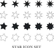 Retro star collection, stroke fill icons with Abstract modern Y2k Collection of star shapes vector