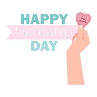 A woman's hand holds a friendship heart pendant on Friendship Day vector