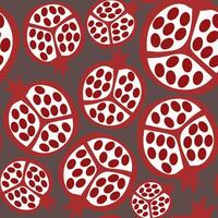 Seamless pattern of cut pomegranate fruits with seeds vector