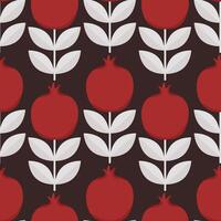 Abstract geometric seamless pattern of pomegranate fruit and leaves vector