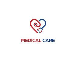 Stethoscope with medical heart logo design concept template. vector