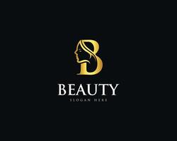 Letter B beauty women face logo design icon template. vector