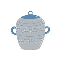 Blue Earthen pot . Cooking food in earthen pots. Earthen pot on white background. vector