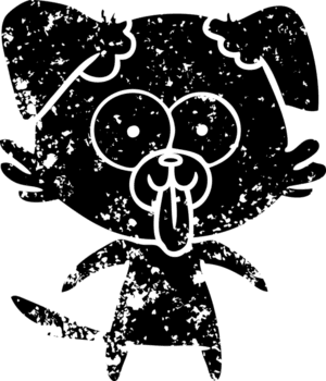 Karikatur Hund mit Zunge kleben aus betrübt Symbol png