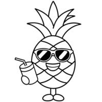 piña Fruta mascota dibujos animados vector