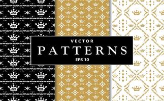 Seamless patterns with crowns and stars background. Suitable for luxury branding, royal-themed events, children's parties, packaging design, fabric prints, stationery, wallpaper, digital backgrounds vector