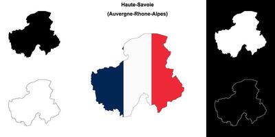 Haute-Savoie department outline map set vector