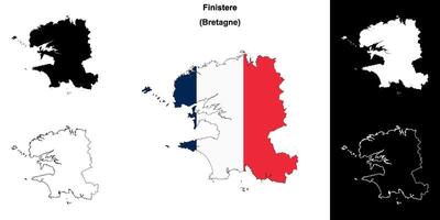 Finistere department outline map set vector