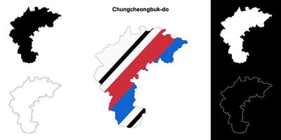 Chungcheongbuk-do province outline map set vector