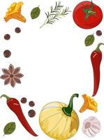 Fresh colorful vegetables frame illustration vector