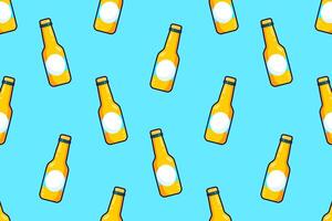 Pattern of cartoon yellow drink bottles. vector