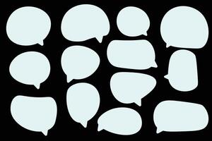 Set speech bubbles on black background. chat box or chat square and doodle message or communication icon Cloud speaking for comics and minimal message dialog vector