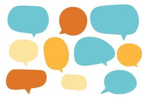 Set speech bubbles on white background. chat box or chat square and doodle message or communication icon Cloud speaking for comics and minimal message dialog vector