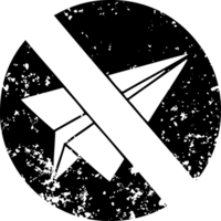 flat symbol of a no paper aeroplanes allowed distressed icon png