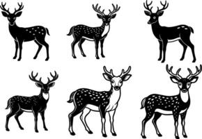 set of deer silhouettes vector