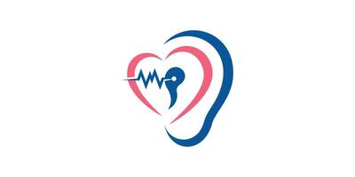 logo design love ear, ear health, care, logo design icon, symbol, , creative idea. vector