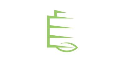 global batería logo diseño con hojas, electricidad, ecología, fuerza, energía, logo diseño icono, símbolo, , creativo idea. vector