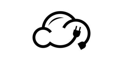 logo design combination of clouds and plug cables, electricity, internet, data, logo design icon, symbol, , creative idea. vector