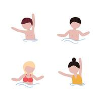 Swimming people pose vector