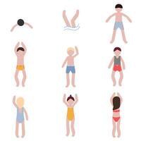 Swimming people pose vector