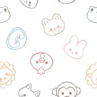 Cute animal cartoon seamless pattern vector