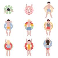 Swimming people pose vector