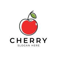 Minimalist Cherry logo design with line art style color vector