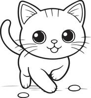 kawaii gatos, dibujos animados caracteres, linda líneas y vistoso colorante paginas vector