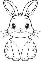 Kawaii rabbit, cartoon character, cute lines and colorful coloring pages. vector