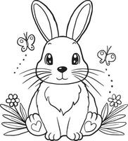 easter bunny with easter eggs vector