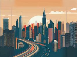 city urban skyline building architecture vector